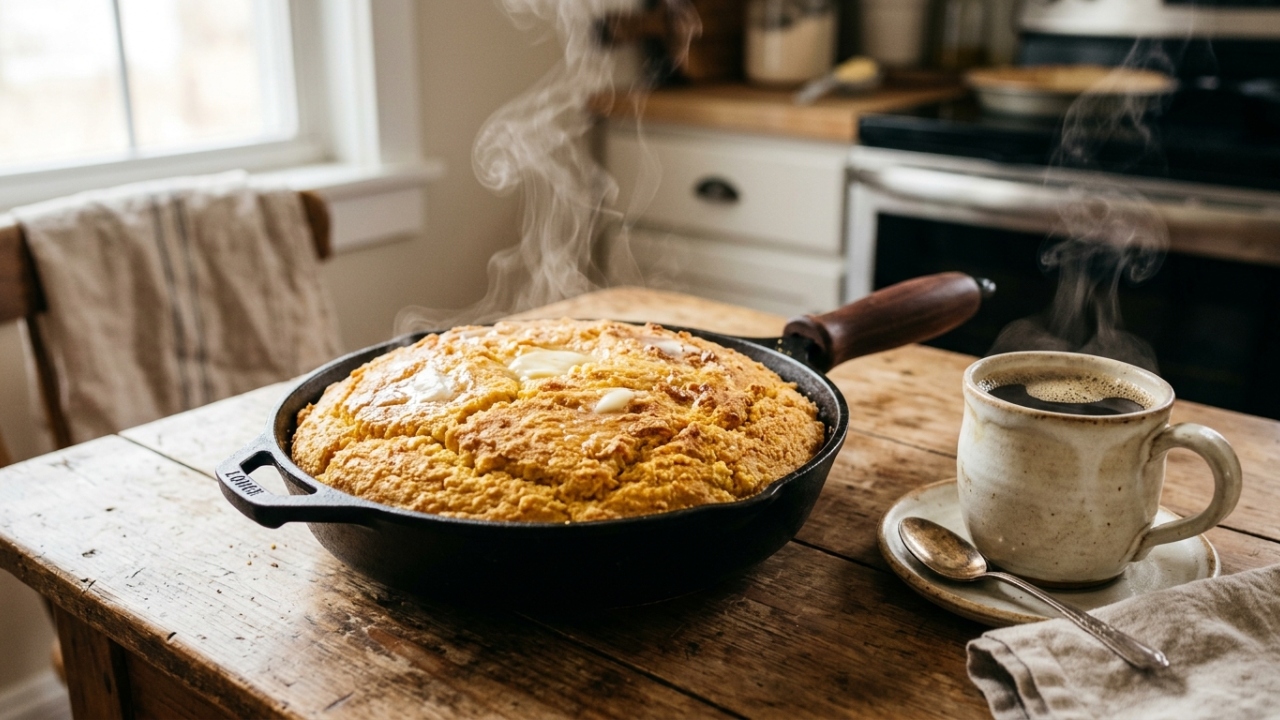 Sempre que esse bolo de milho da minha mãe saía do forno, o café da manhã ficava mais gostoso