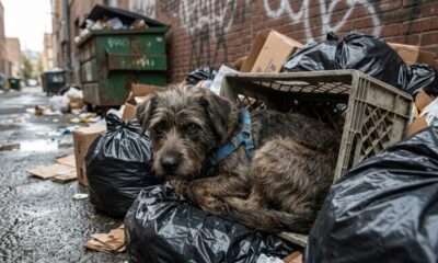 Cachorro abandonado no lixo recebe novo lar e comove protetores