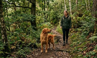 Mulher segue cachorro pela floresta e encontra filhotes escondidos
