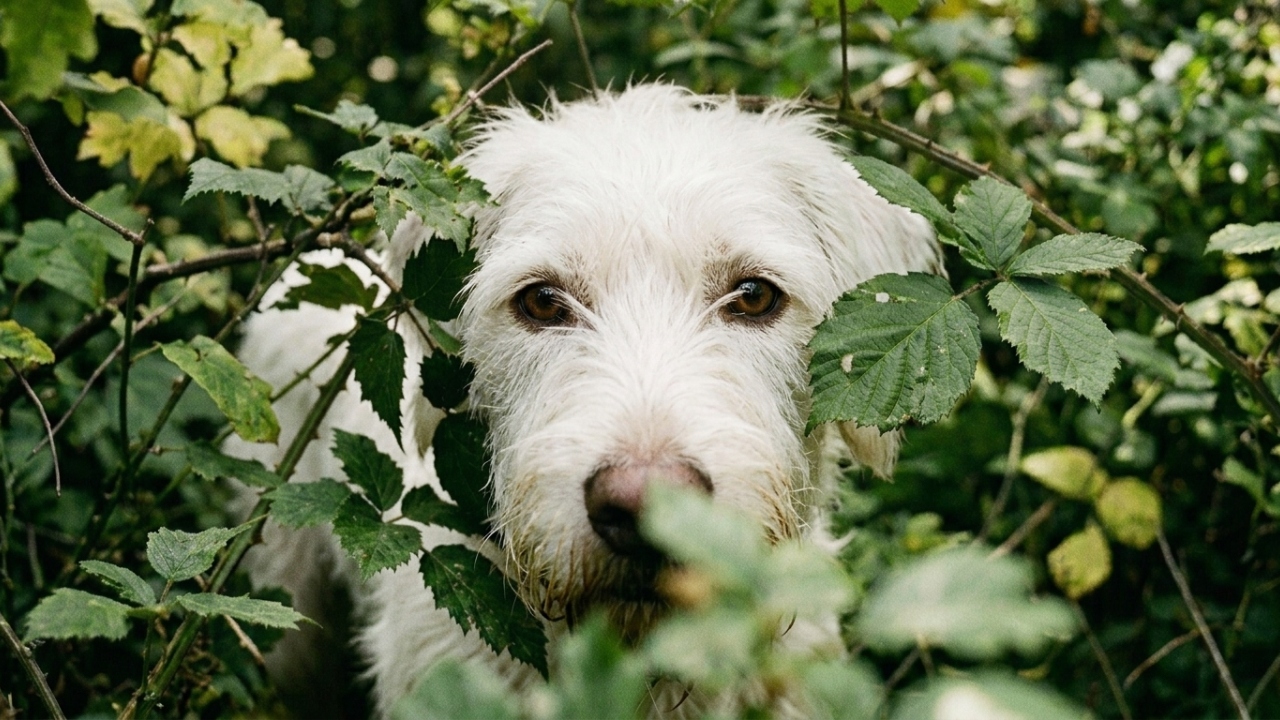 Mulheres avistam um clarão branco nos arbustos e descobrem um cachorro amarrado