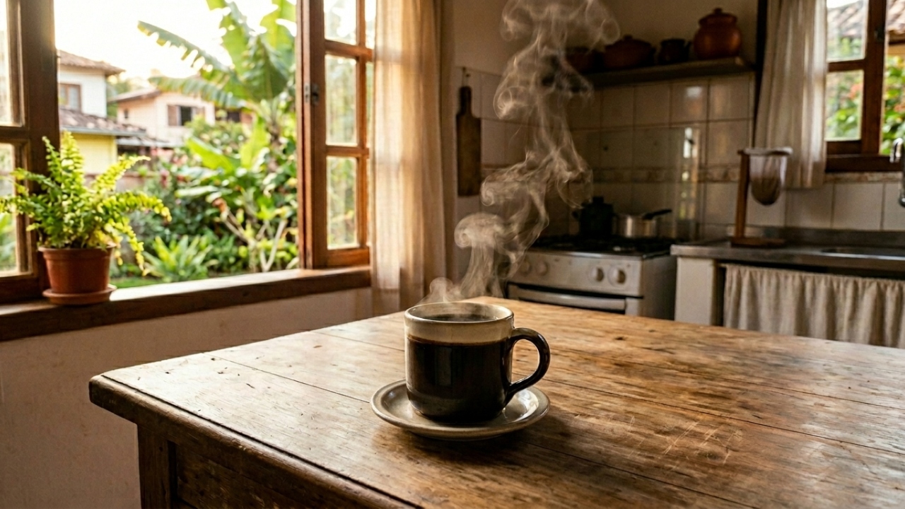 Sentir o cheiro do café de manhã era um pequeno hábito que fazia diferença