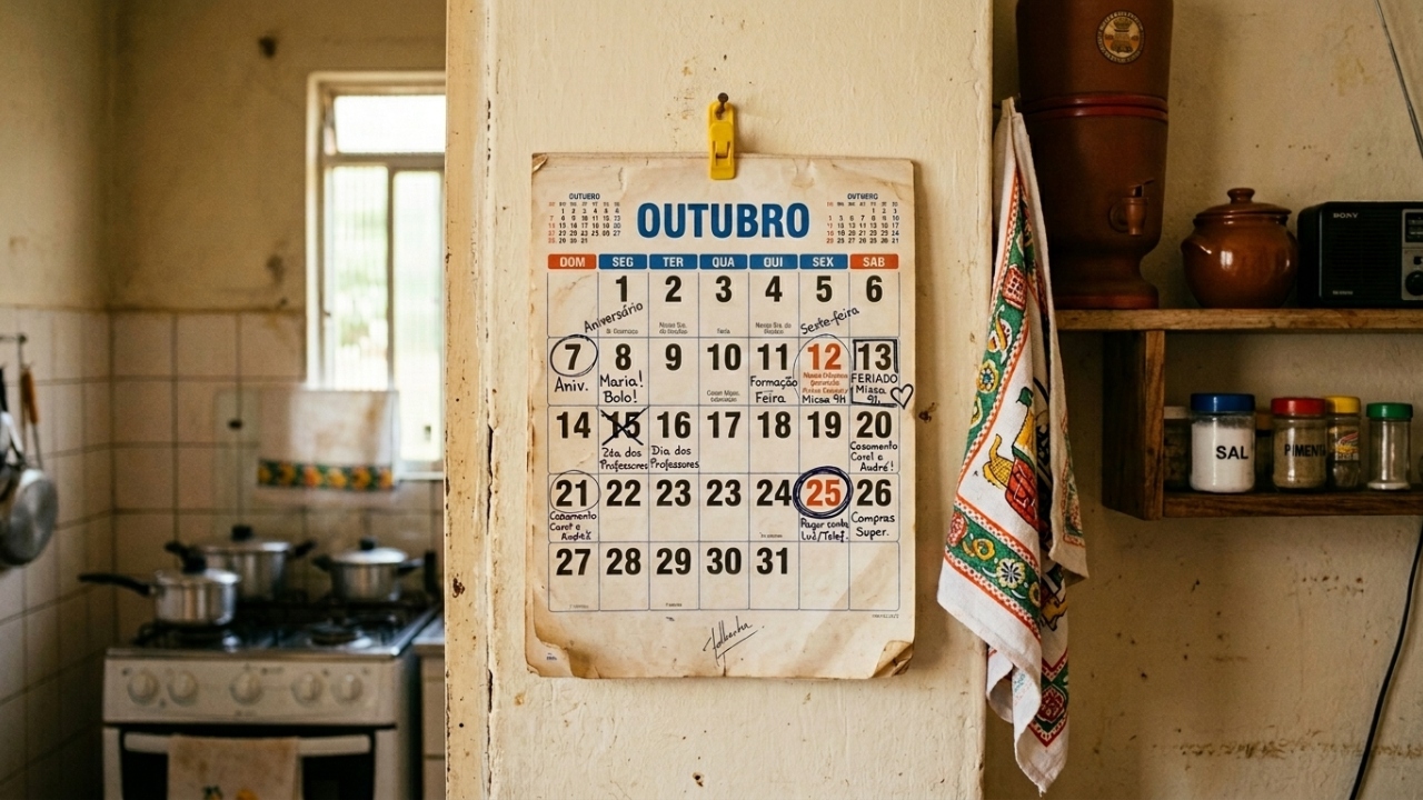 Calendário na parede era item comum e marcava datas importantes da família