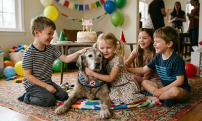Crianças fazem surpresa emocionante para cão de terapia surdo no aniversário