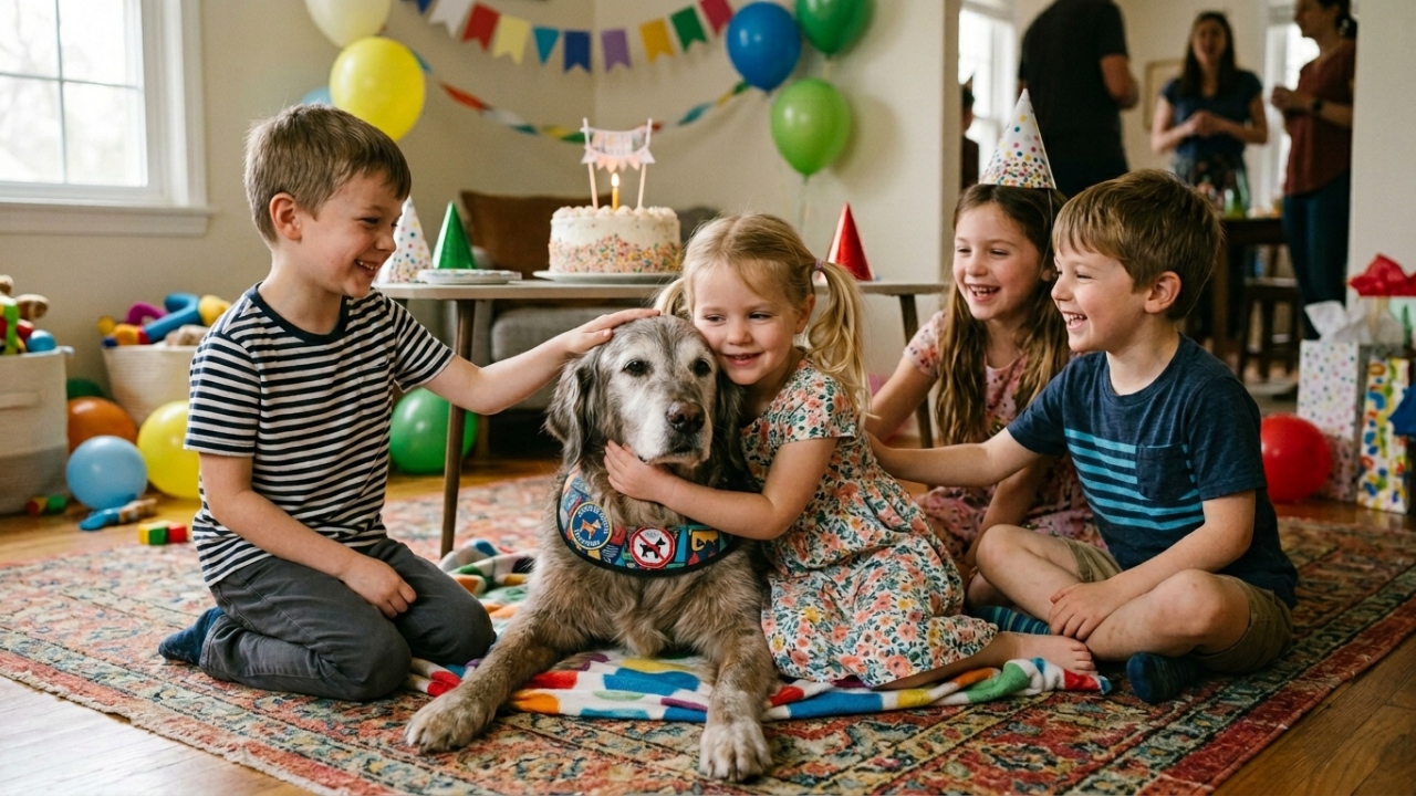 Crianças fazem surpresa emocionante para cão de terapia surdo no aniversário