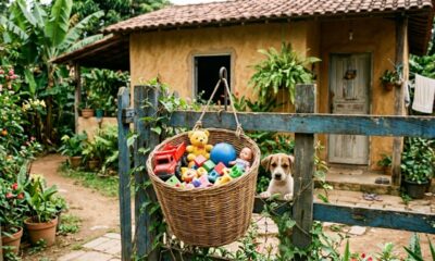Entregadora fica confusa com cesta de brinquedos na cerca e então lê a placa