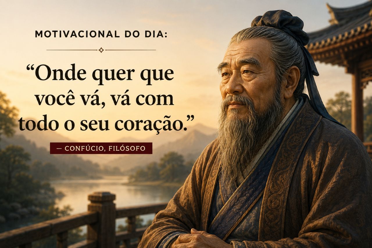 Motivacional do dia: “Onde quer que você vá, vá com todo o seu coração.” — Confúcio, filósofo