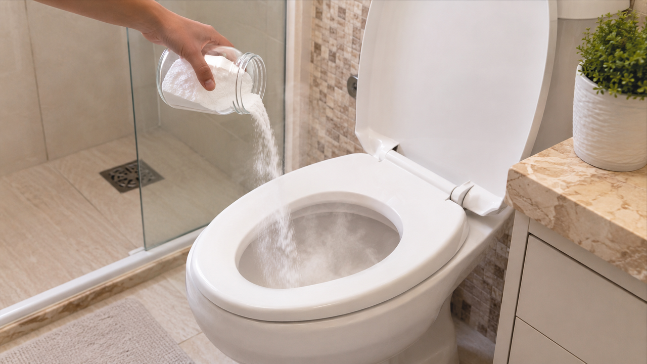Misture bicarbonato com água quente no banheiro e veja a diferença em minutos