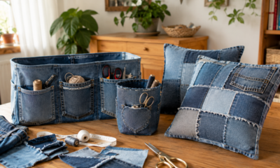 3 formas de transformar calças jeans velhas em peças úteis para casa