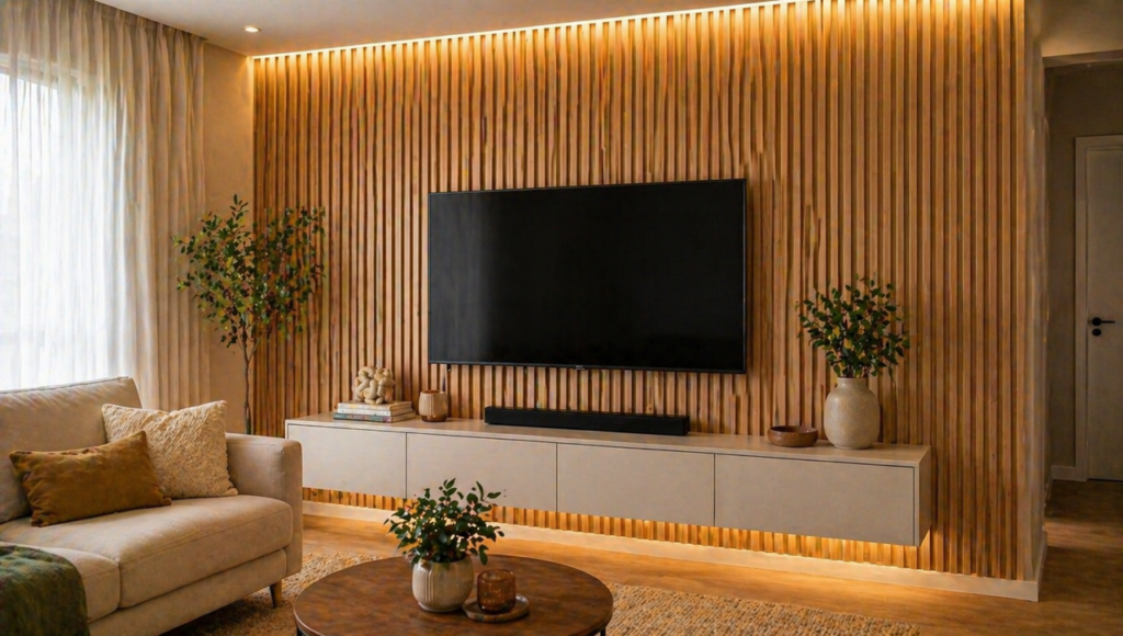 Como fazer parede ripada simples e destacar sala ou quarto sem gastar com painel caro