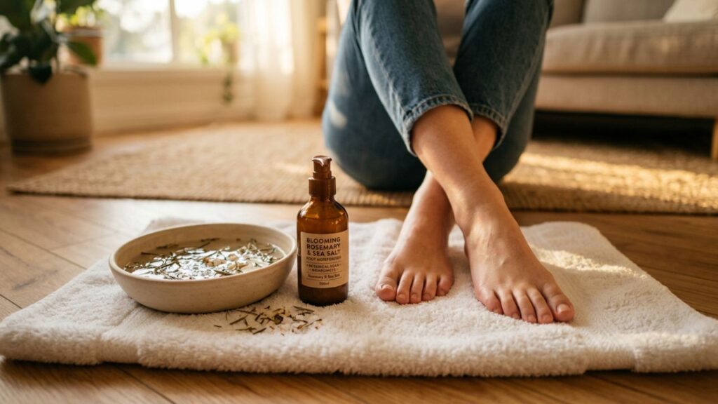 Banho de pés com alecrim e sal: um breve ritual para relaxar a tensão do dia