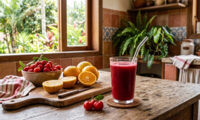 Suco de acerola com laranja concentra vitamina C, mas exige um cuidado importante