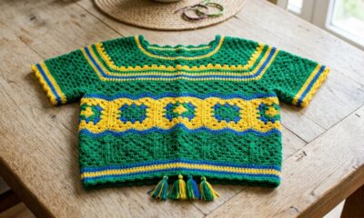 Aprenda a fazer o cropped do Brasil em crochê para torcer com estilo