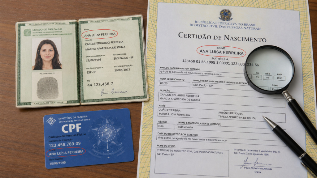 O erro no nome que parece pequeno, mas pode bloquear CPF, INSS, banco e até herança