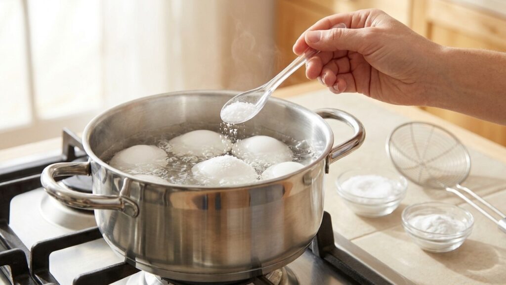 Coloque esses 2 ingredientes na água ao cozinhar ovos e veja a casca se soltar em segundos