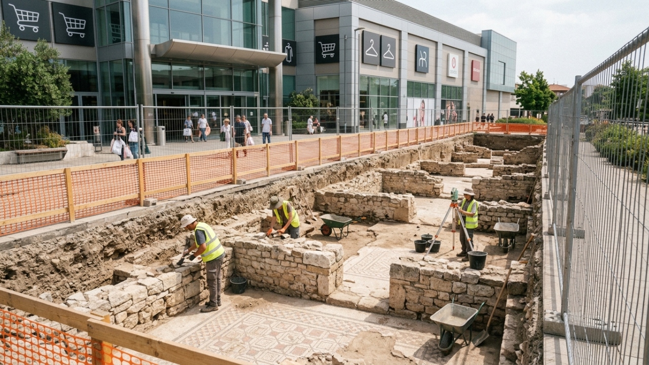 Arqueólogos estavam escavando perto de um shopping center e descobriram uma propriedade romana de 2.000 anos