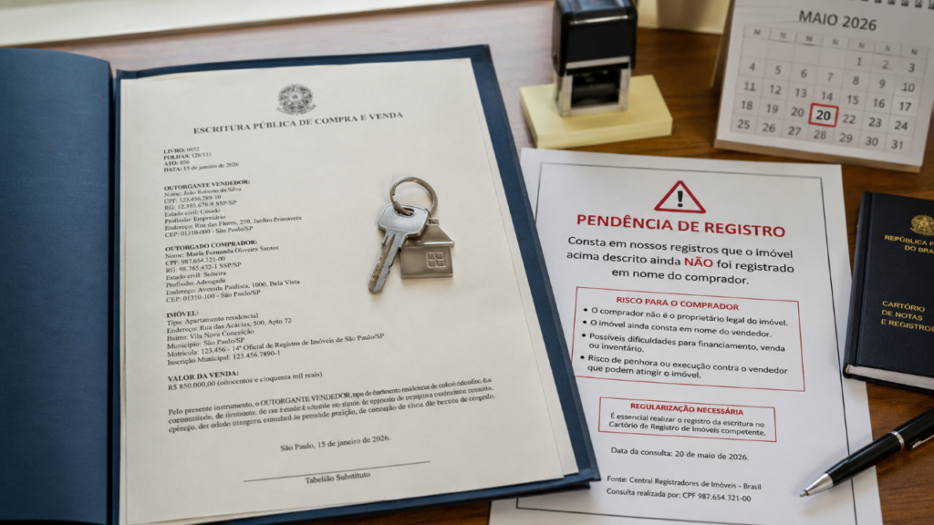 Escritura pronta não encerra tudo: o detalhe no registro que ainda pode travar seu imóvel