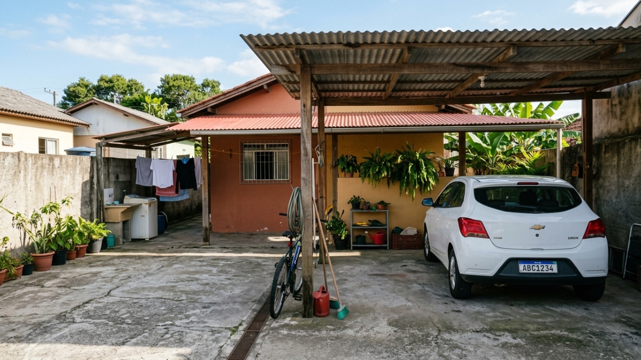Cobertura simples para garagem protege o carro do sol forte e da chuva