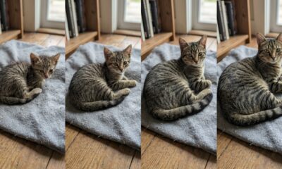Vídeo em time-lapse mostra gatinho resgatado crescendo em segundos