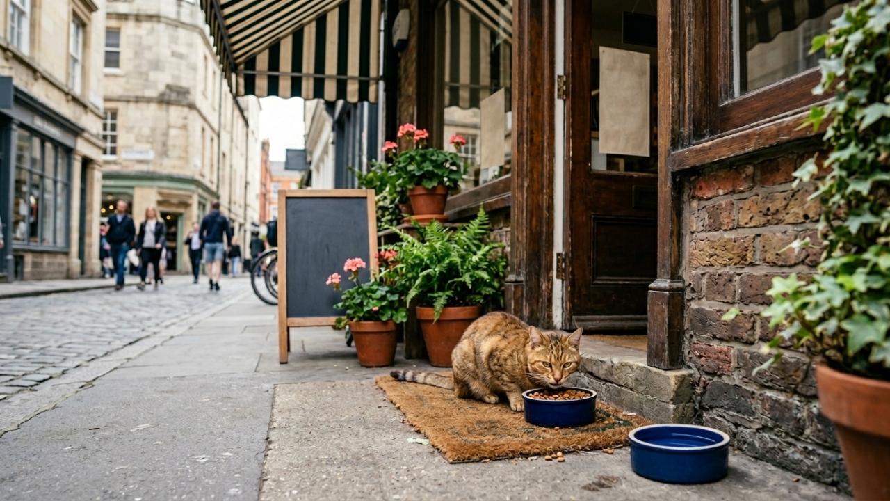 Comerciante ajuda gato de rua faminto e recebe carinho todos os dias