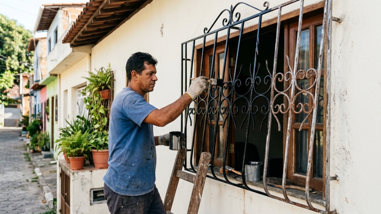 Como renovar grade de janela enferrujada e melhorar a aparência da fachada