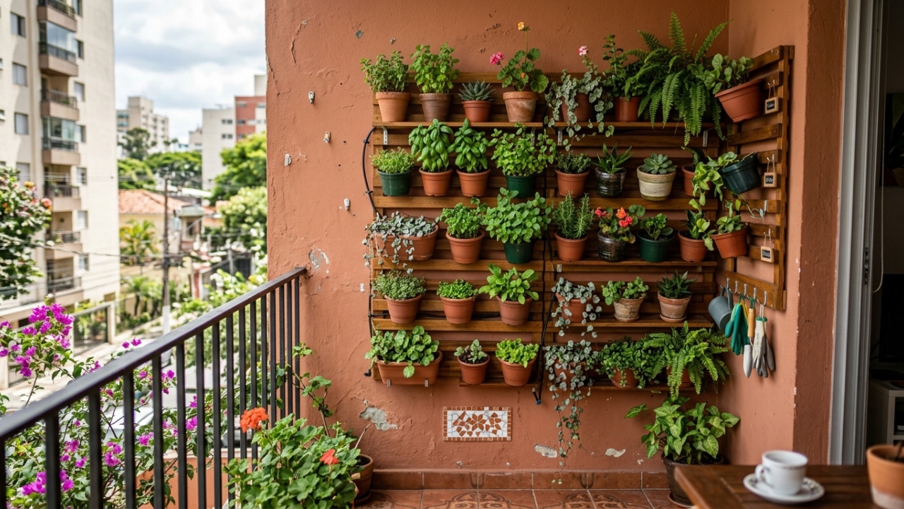 Como fazer jardim vertical em muro, varanda ou corredor externo pequeno