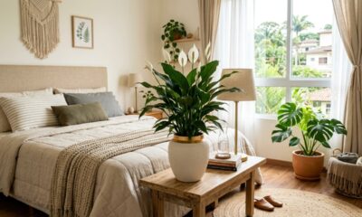 Lírio-da-paz na decoração do quarto traz leveza, charme e presença natural