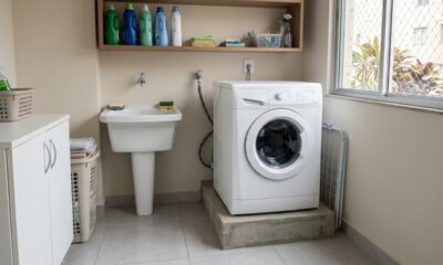 Como fazer base simples para máquina de lavar e deixar a área de serviço melhor