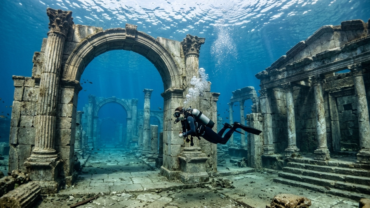 Quando mergulhadores exploraram este lago, encontraram uma cidade perdida de mil anos