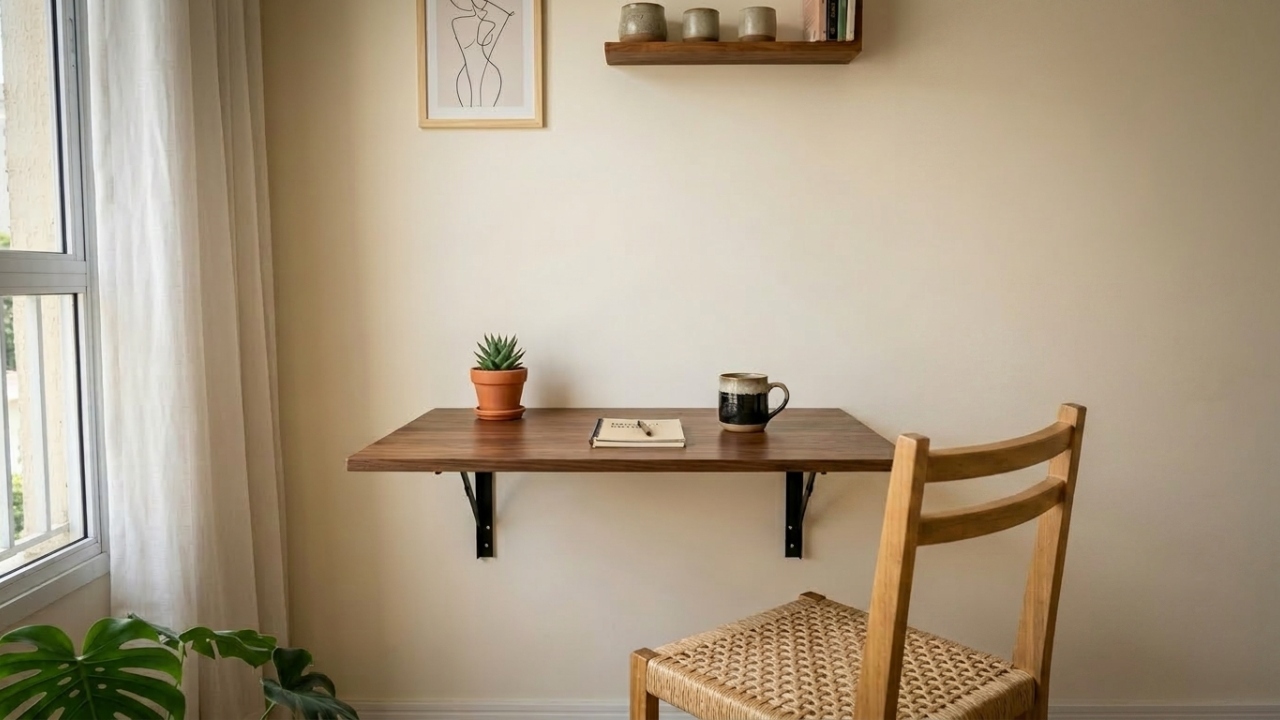 Como fazer mesa dobrável e deixar casa pequena mais prática sem ocupar circulação