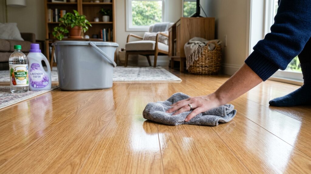Coloque duas colheres num balde e o chão ficará limpo por mais tempo: um truque simples para eliminar o pó e devolver o brilho perdido