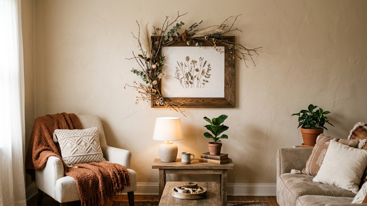 Como transformar galhos secos e molduras em decoração boho chique para sua casa