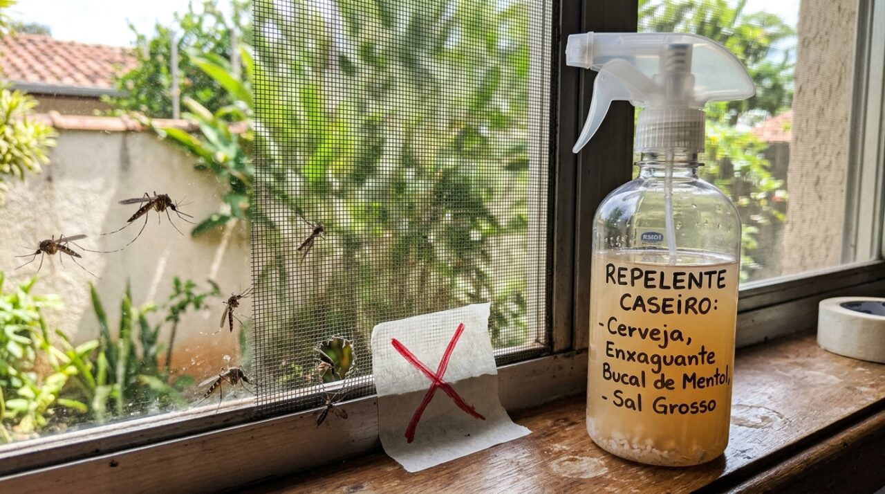 Experimente misturar 'essa água' com cerveja que sobrou e borrifar nas telas das janelas"... Pode ser usado como um repelente natural de mosquitos