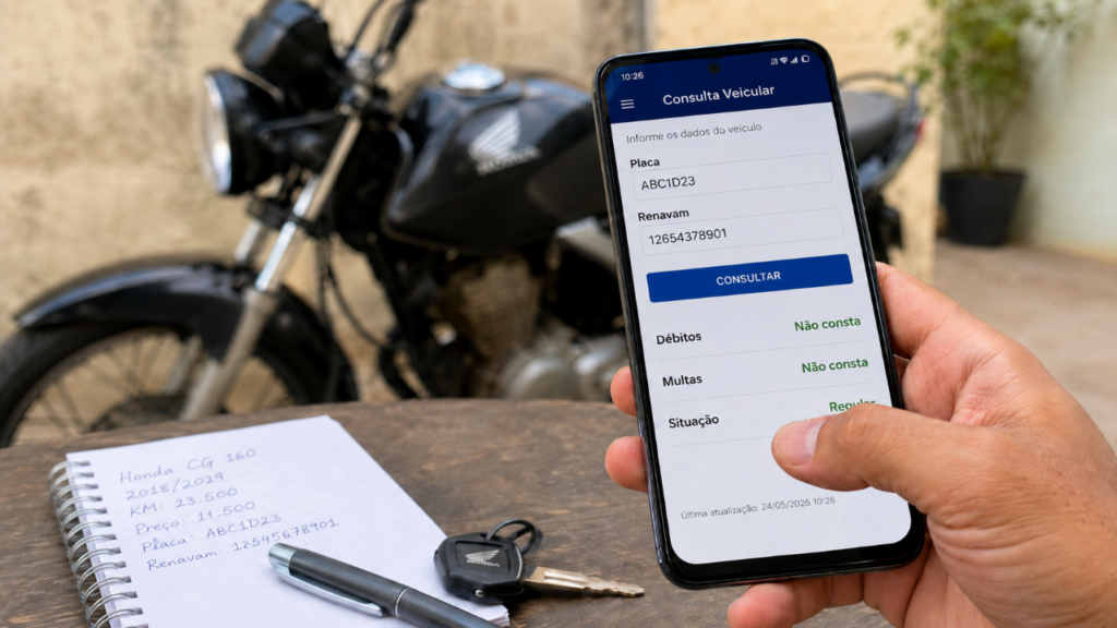 Moto barata demais pode esconder leilão, restrição ou sinistro: o documento que deve ser consultado antes da compra