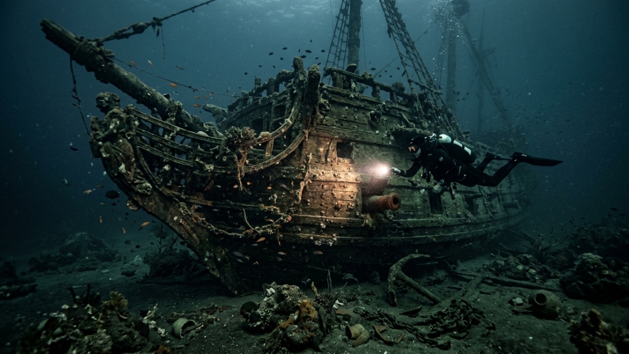 Tempestade histórica e mergulho acidental levam à descoberta de lendário navio pirata submerso