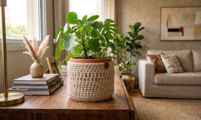 O cachepô de crochê para plantas que está deixando os cantinhos da casa muito mais charmosos