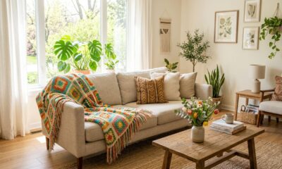 O crochê boho que está deixando quartos e salas com um visual mais leve e atual