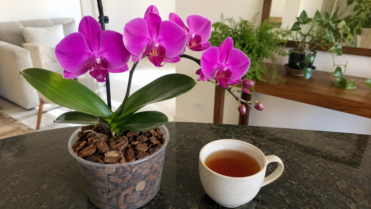 O truque simples com chá preto que pode ajudar orquídeas sem gastar com adubos caros