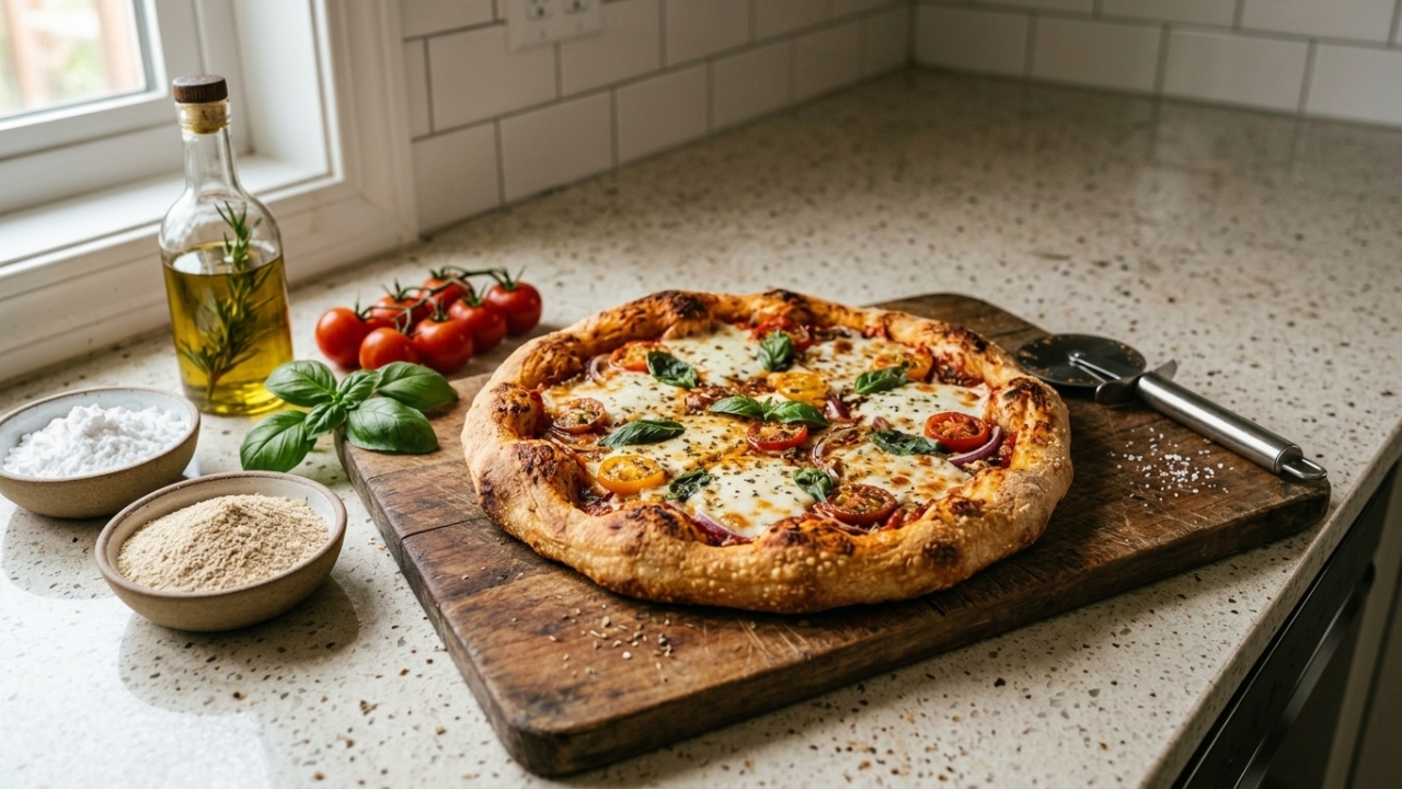 Combine arroz, fécula e polvilho e prepare uma massa de pizza sem glúten e sem leite
