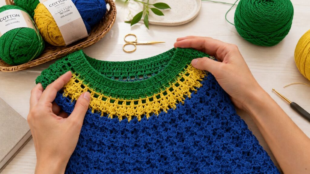 Aprenda a fazer o cropped do Brasil em crochê para torcer com estilo