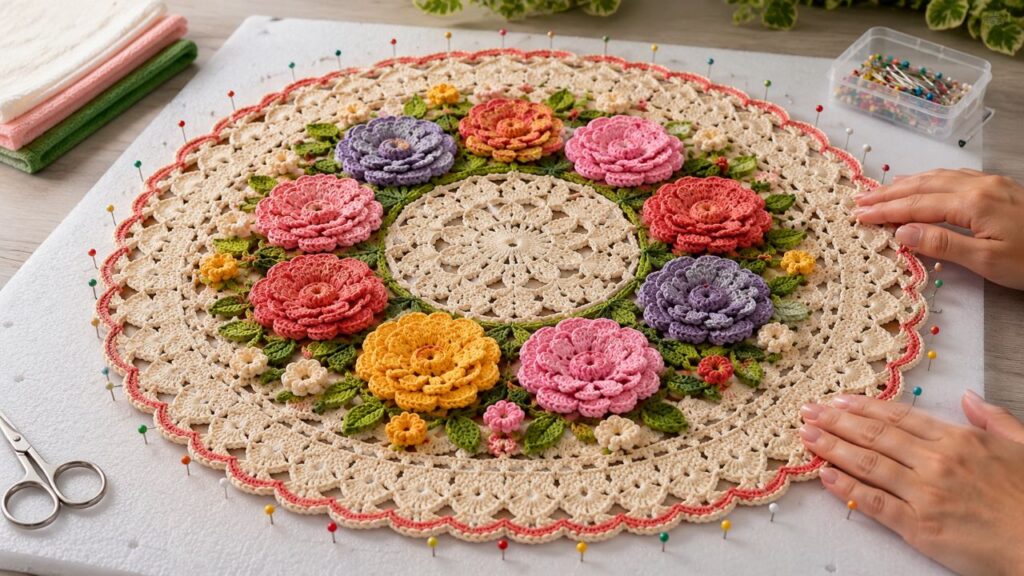 Aprenda a fazer um lindo centro de mesa de crochê com flores em casa