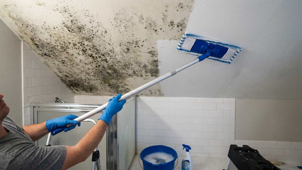 Como tirar mofo do teto sem escada e sem produto caro: o método que encanadores não contam