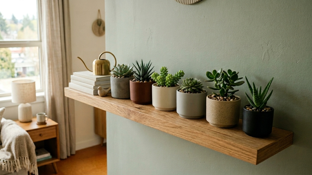 Decoração com suculentas deixa ambientes pequenos mais verdes com vasos baixos e discretos