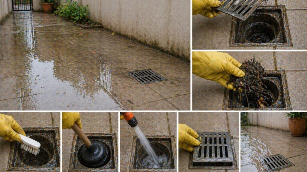 Como fazer ralo externo escoar melhor e evitar água parada no quintal