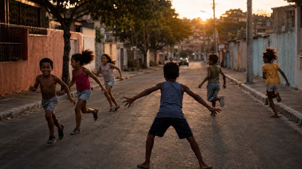 Brincadeiras como mãe da rua e taco reuniam crianças de todas as idades na infância