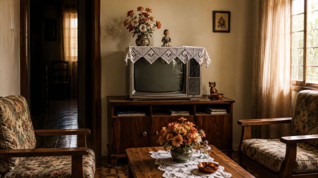 Objetos como toalhinha sobre a televisão eram sinal de cuidado e organização nas casas antigas