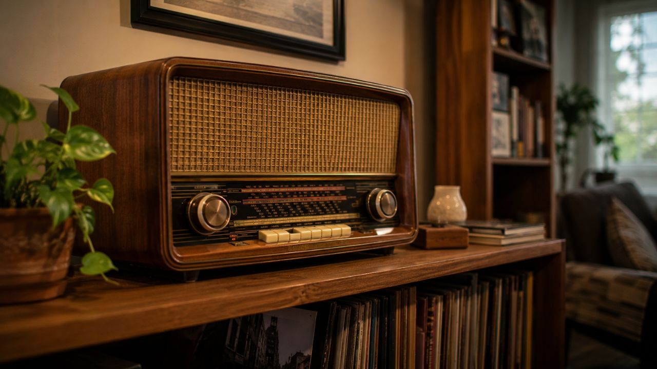 Coisas como rádio grande e sofá de couro faziam parte de quase toda sala antigamente