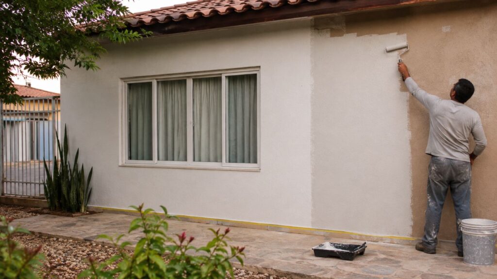 Como renovar muro com textura e pintura para valorizar a área externa sem obra pesada