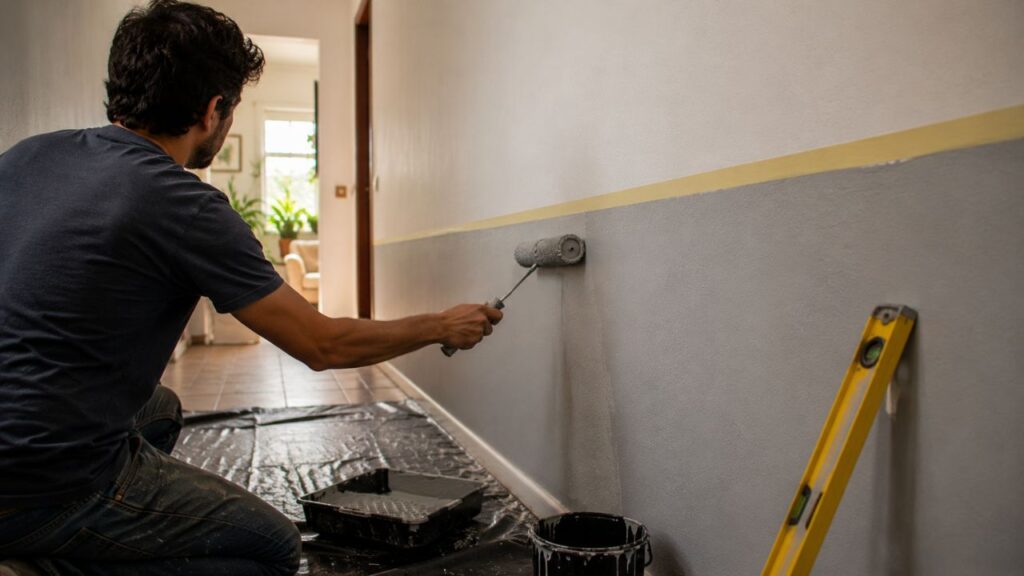 Meia parede pintada transforma quarto, corredor e sala com uma ideia simples e barata