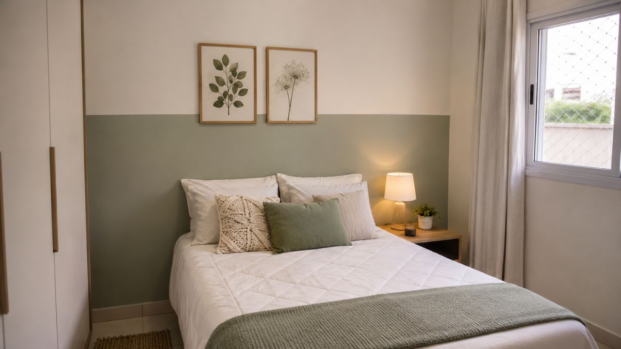 Meia parede pintada transforma quarto, corredor e sala com uma ideia simples e barata