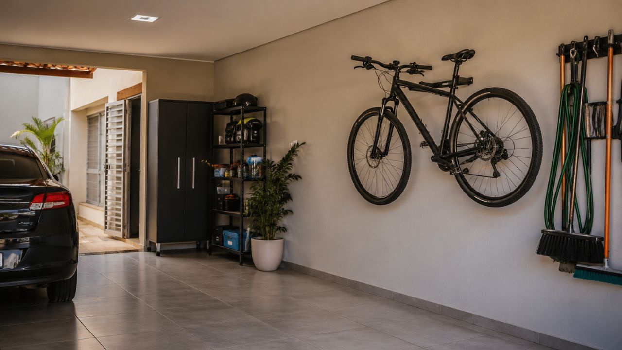 Suporte de parede para bicicleta deixa corredor e garagem mais livres e organizados